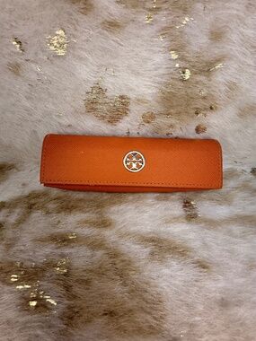 TORY BURCH Orange Little Triangle Sunglasses Eyeglasses Case Pouch sz S